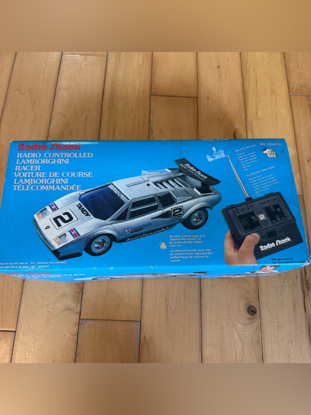 Vintage radio shack Silver Lamborghini RC Racer - Remote Controlled Car